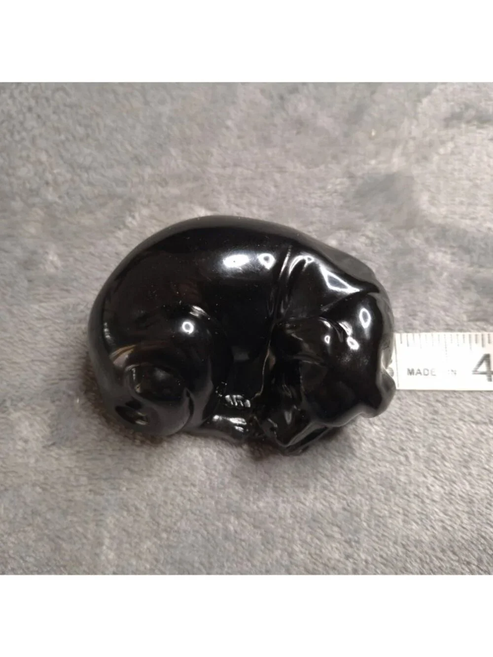 Handmade Resin Sleeping Black Dog Small Figurine 3 in long Gift Dog Lover
